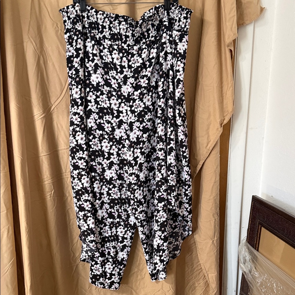 Cato Black and White Floral Wide Leg Pants